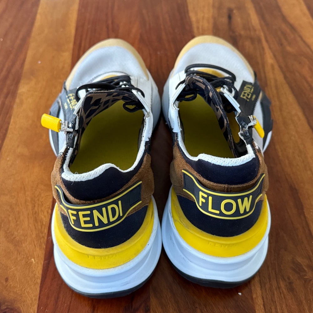 FENDI Flow Black, Yellow & Brown Slip-on Sneakers - Size 9